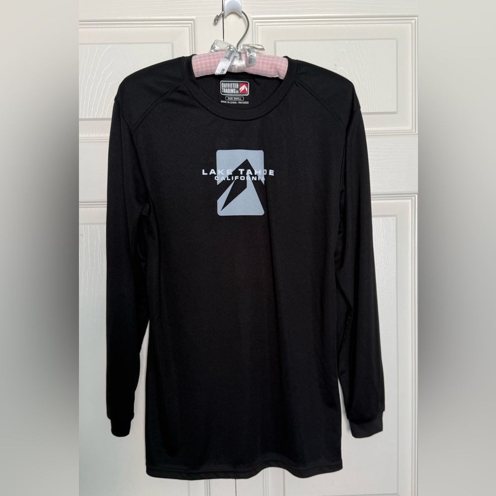 LAKE TAHOE California•Long Sleeve Black Performance Logo Shirt-Size S